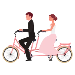 Novios en bicicleta