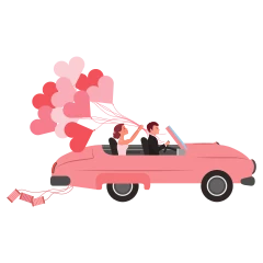 Novios en coche