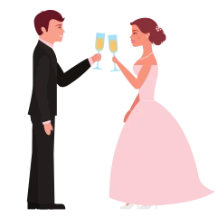 Novios con champán